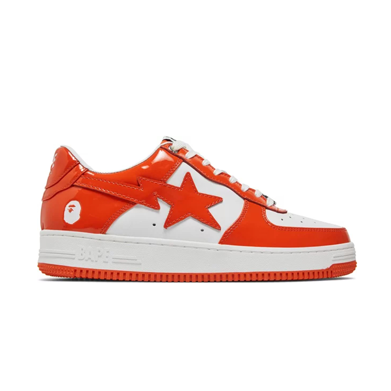 A Bathing Ape Bape Sta Patent Leather Orange White
