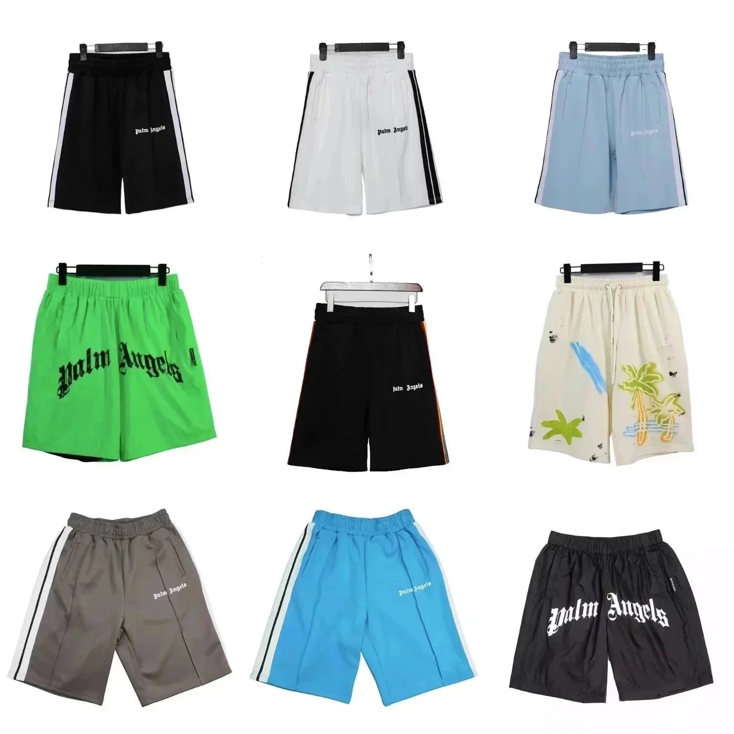 Palm Angels Logo Print Track Shorts Black Men's