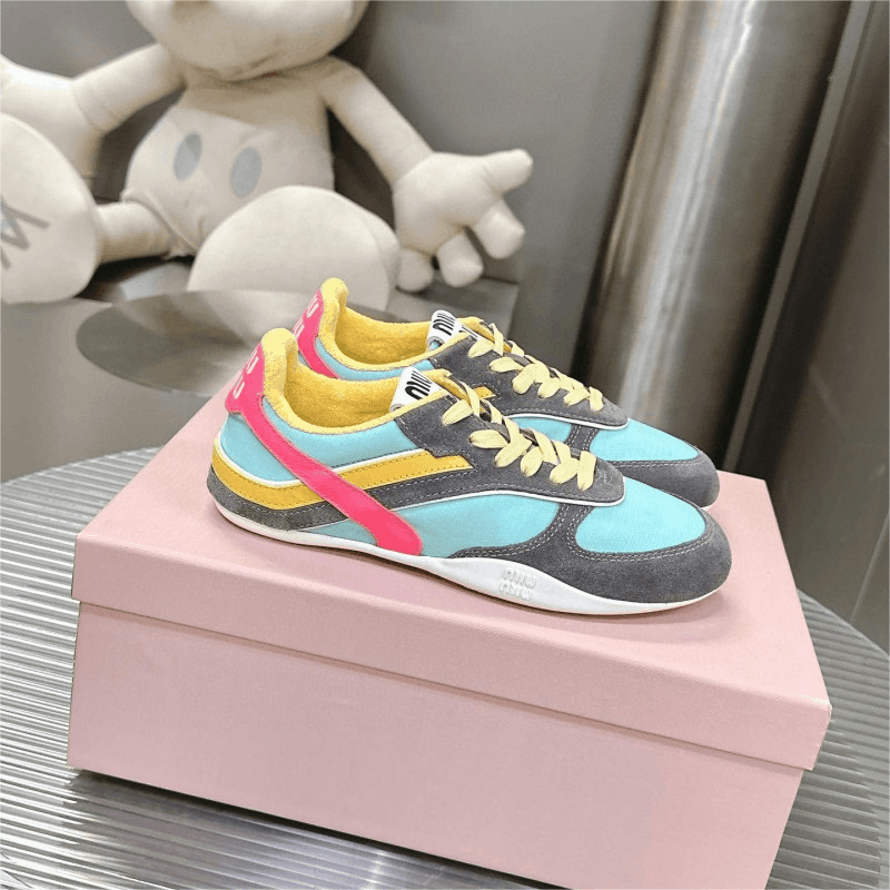 Anise/fuchsia Gymnasium Technical Fabric And Suede Sneakers