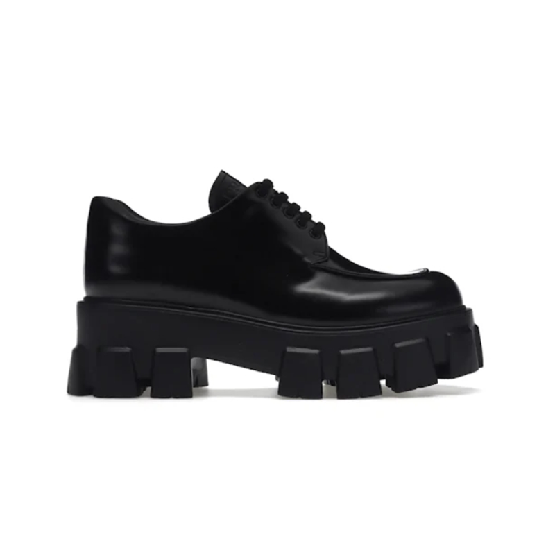 Prada Monolith 55mm Lace Up Loafer Black Brushed LeatherCasual sneakers