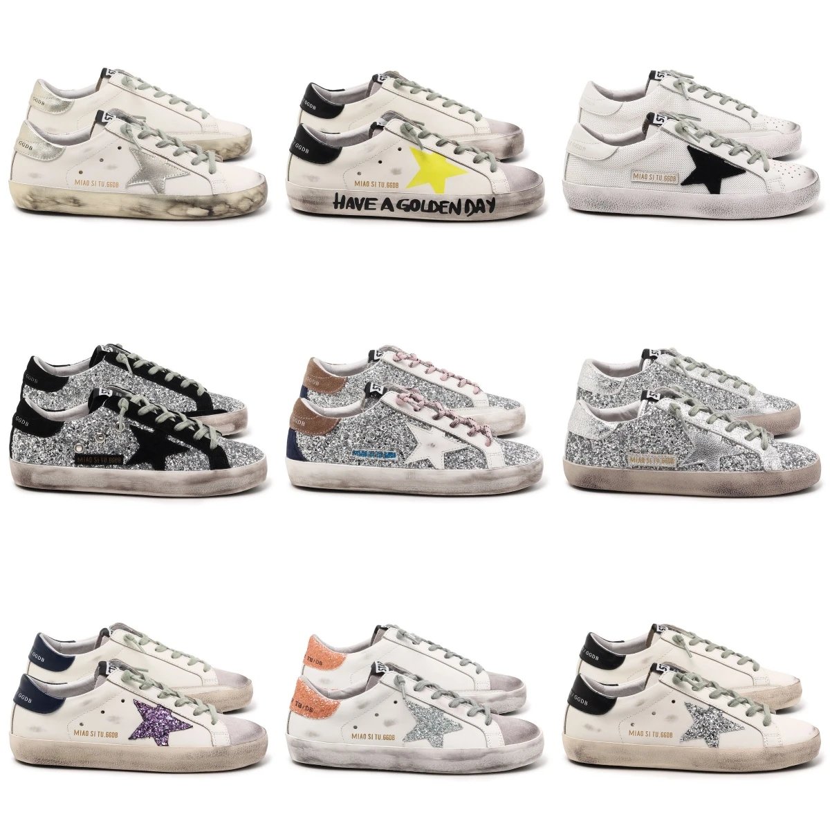 Golden Goose Superstar Sneakers with Star Design and Glitter Details