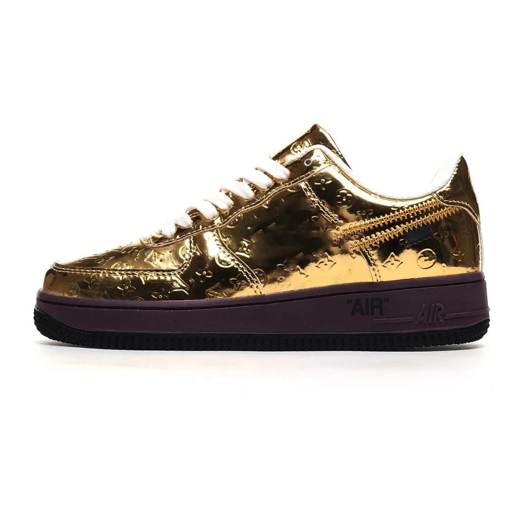 Golden Louis Vuitton x Nike Air Force 1 Sneakers