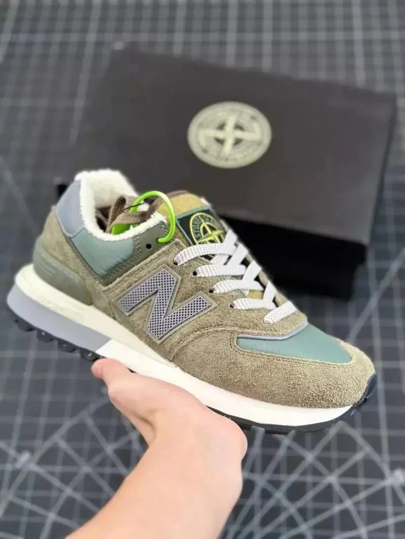New Balance 574 Winter Sneakers with Fleece Lining and Stone Island Collaboration