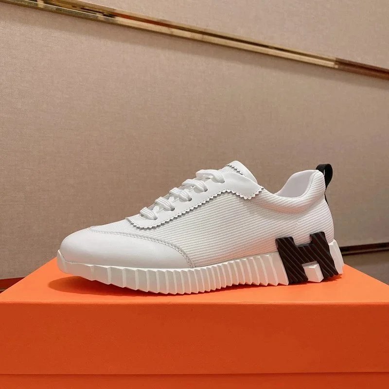 White Hermès H Logo Sneakers for Men and Women