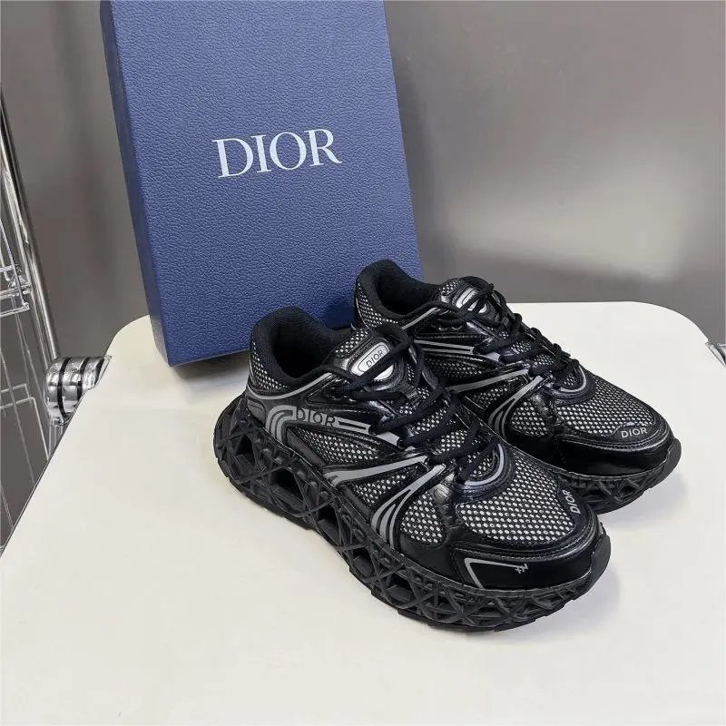 Dior Black Mesh Sneakers with Bold Logo Design