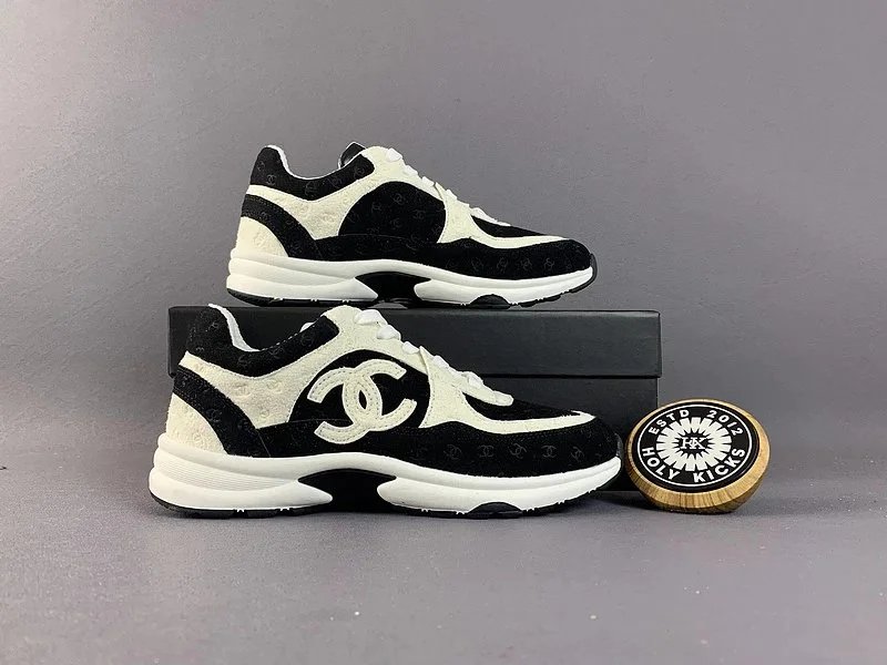 Chanel Black and White Logo Sneakers