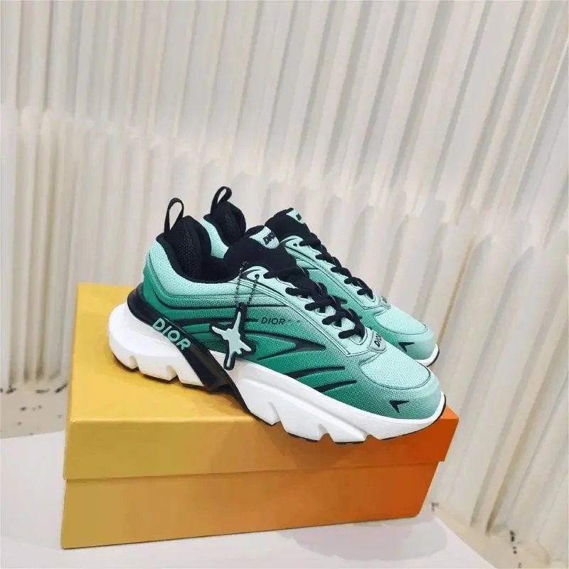 Dior Men's Green Sneakers with White Sole and Black Accents