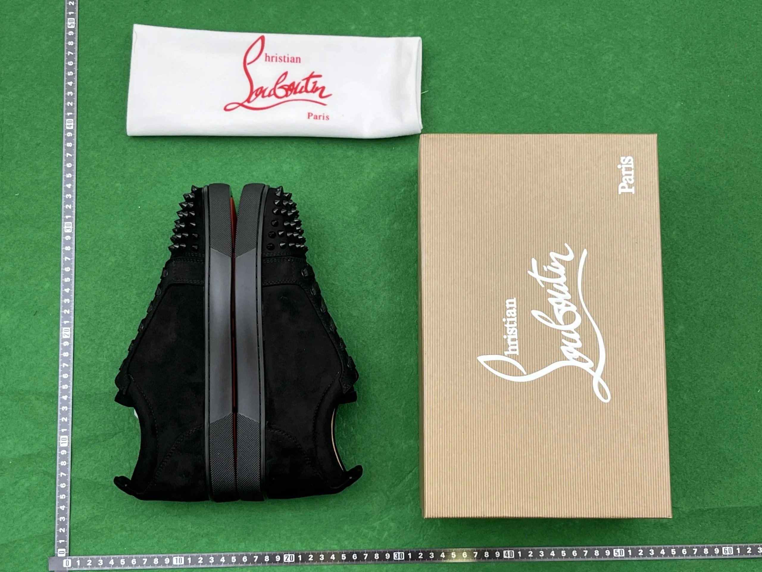 Christian Louboutin Black Suede Spiked Sneakers