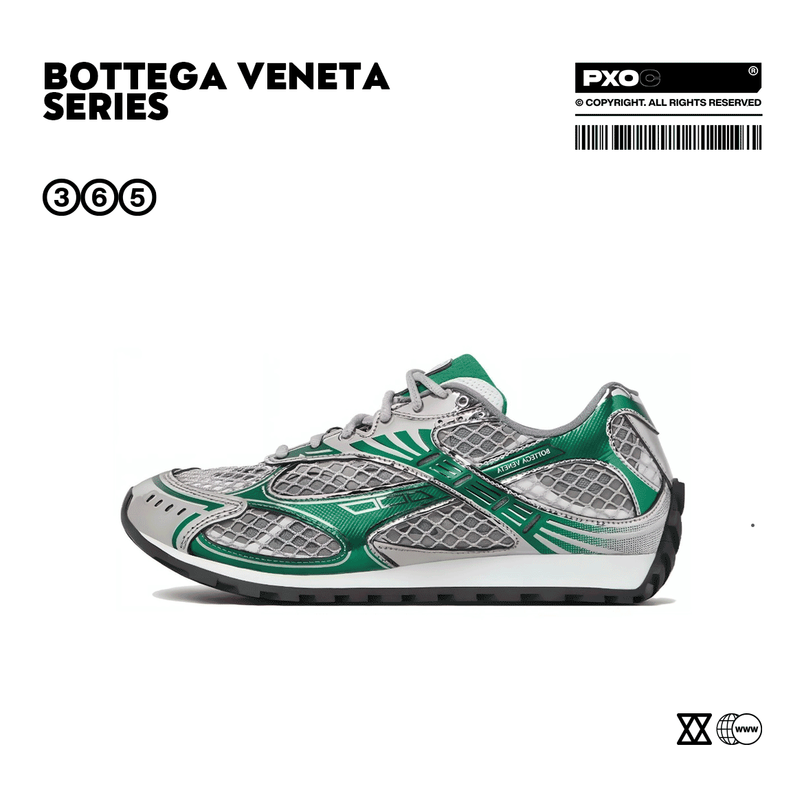 Bottega Veneta Series 365 Green and Silver Sneakers